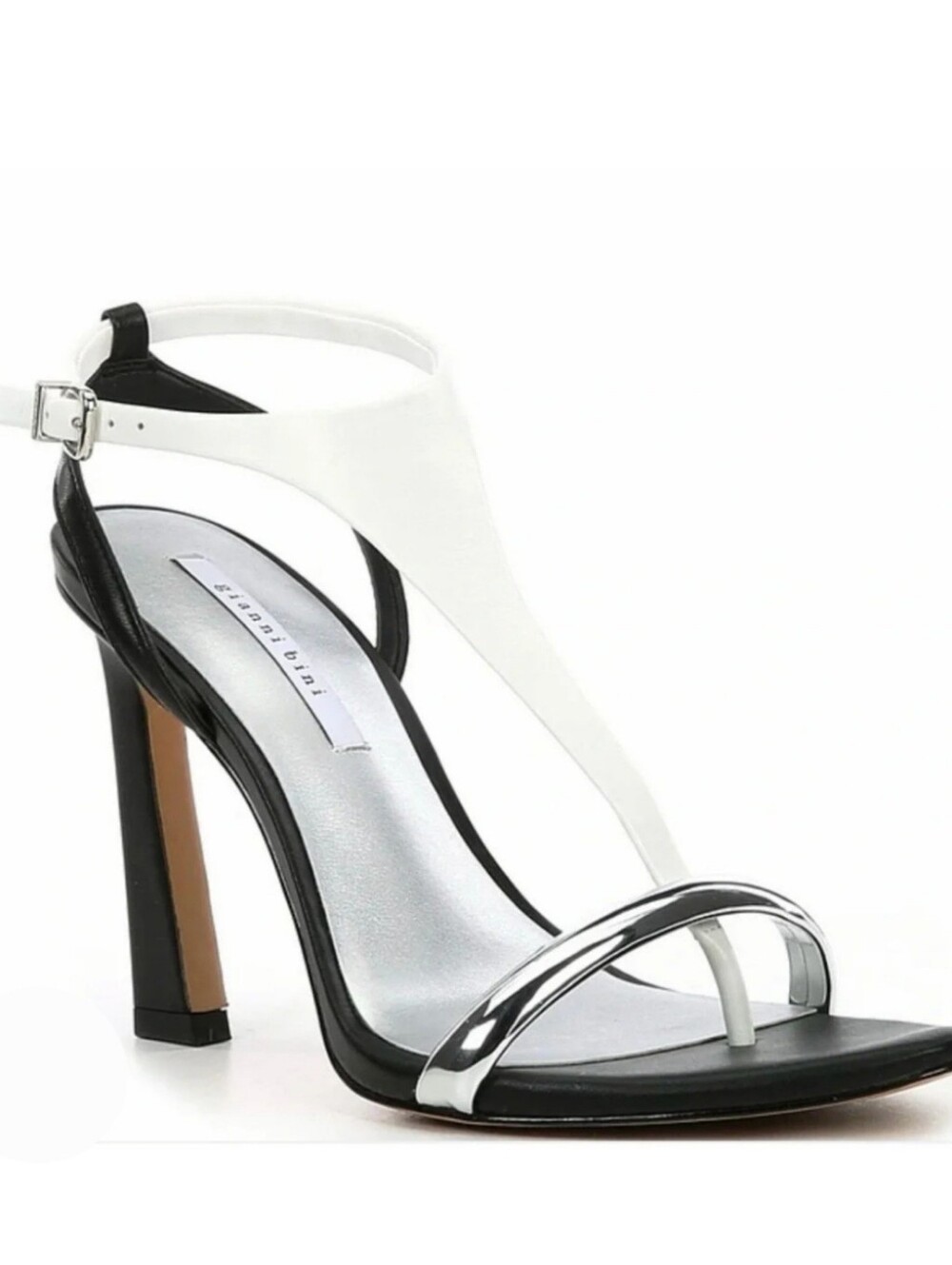 Gianni Bini Dress Sandals 7.5 Black White Leather Orah Thong High Heel New $120